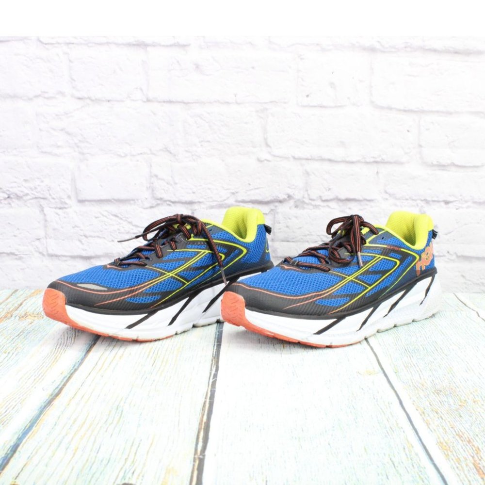 Hoka One One M Clifton 3 Blue Mesh Breathable Running Sneakers Shoes 11.5 - Picture 2 of 9